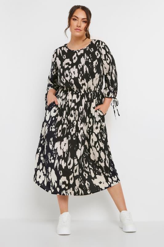 evans Yours Curve Black & White Leopard Print Midaxi Dress
