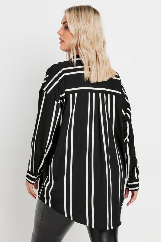 Evans YOURS Curve Black & White Stripe Print Oversized Shirt