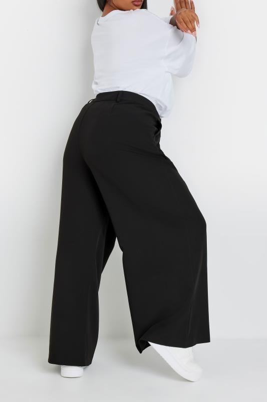 Evans YOURS Curve Black Wide Leg Pleat Front Trousers