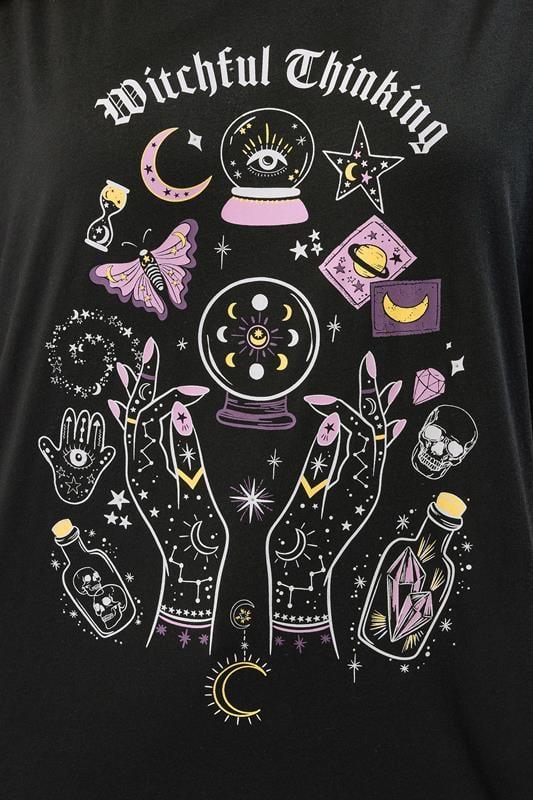 Evans YOURS Curve Black 'Witchful Thinking' Slogan T-Shirt