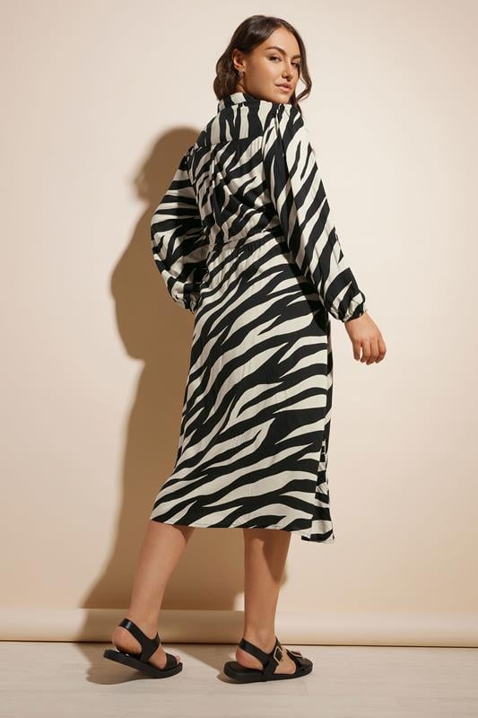 Evans YOURS Curve Black Zebra Print Long Sleeve Shirt Dress