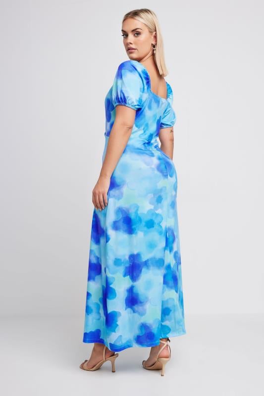 Evans YOURS Curve Blue Blur Floral Print Wrap Maxi Dress