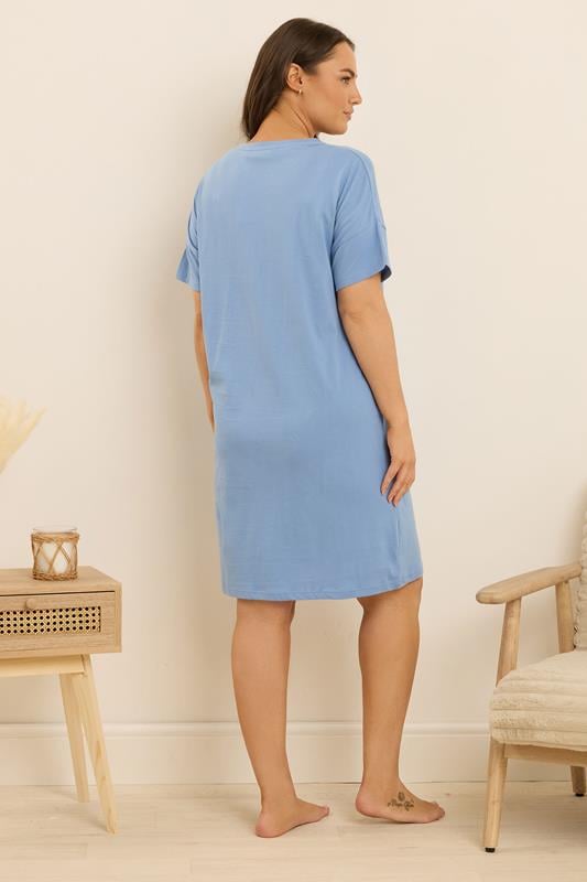 Evans YOURS Curve Blue 'Breakfast Club' Sleep Tee Nightdress