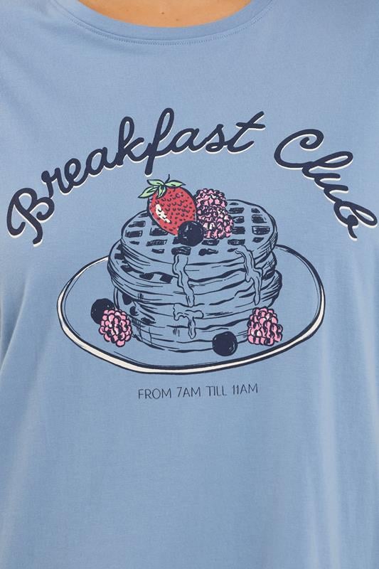 Evans YOURS Curve Blue 'Breakfast Club' Sleep Tee Nightdress