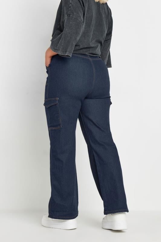 Evans YOURS Curve Blue Cargo Pocket Straight Leg Jeans