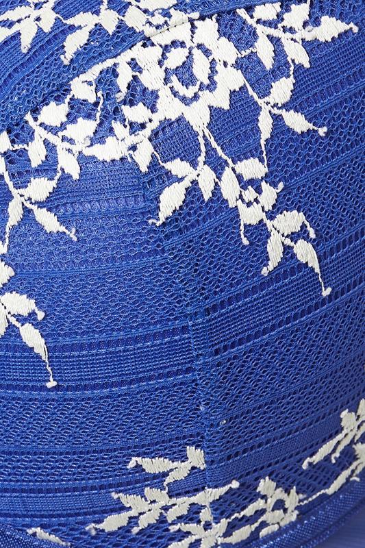 Evans YOURS Curve Blue Floral Embroidered Plunge Bra