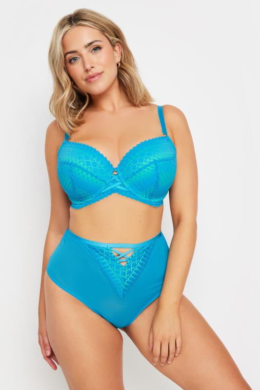 evans YOURS Curve Blue Lace Up High Waisted Full Briefs