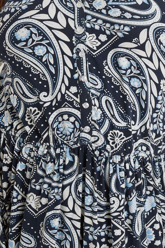 Evans YOURS Curve Blue Paisley Button Front Maxi Dress