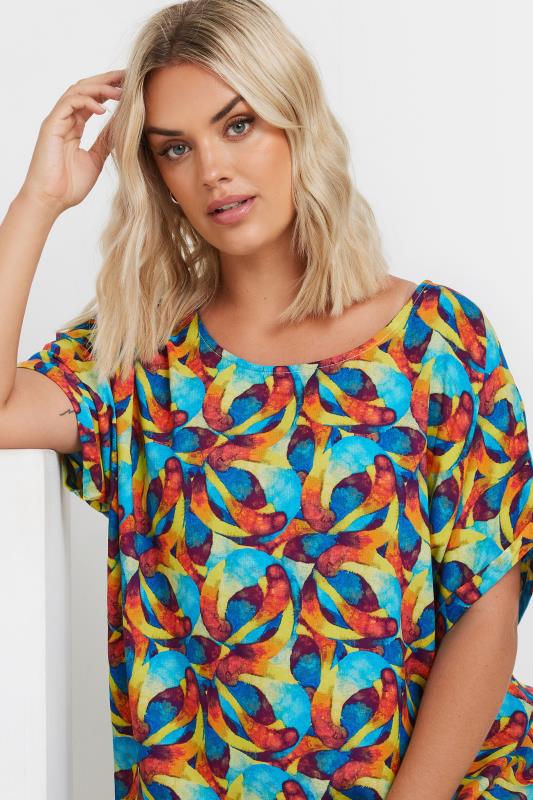 Evans YOURS Curve Blue & Red Abstract Print Tunic Dress