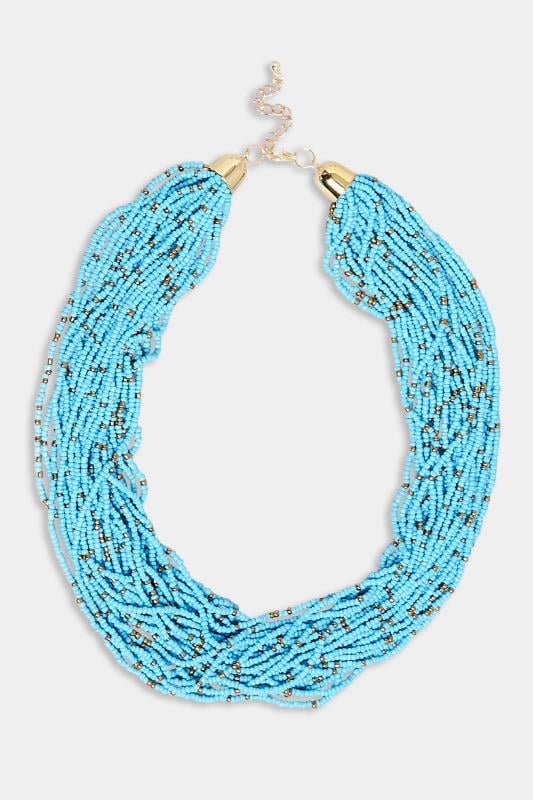 Evans YOURS Curve Blue Seed Bead Statement Necklace