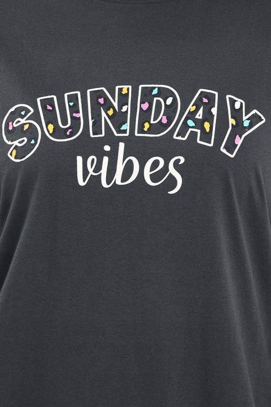 Evans YOURS Curve Blue 'Sunday Vibes' Slogan Print Wide Leg Pyjama Set