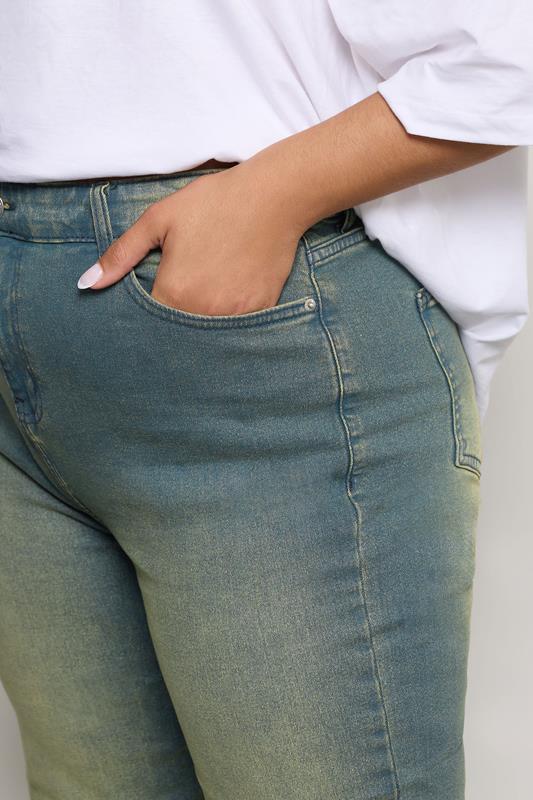 Evans YOURS Curve Blue Washed Effect Wide Leg Jeans