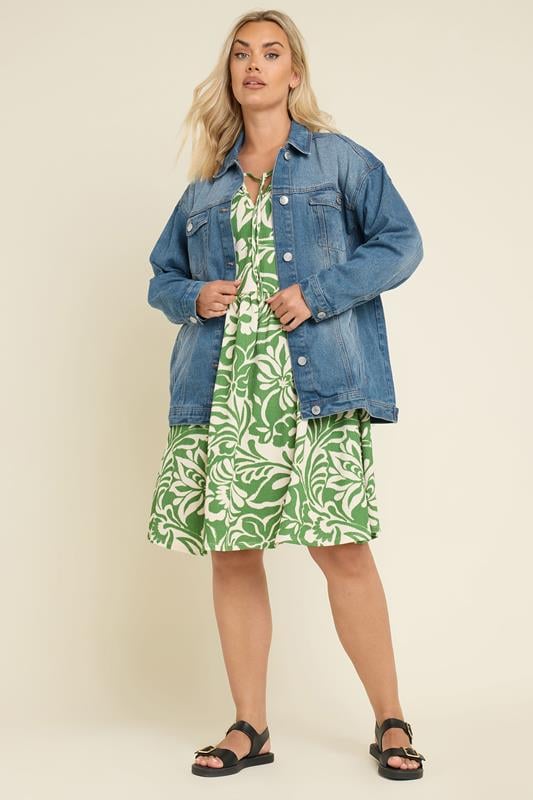 Evans YOURS Curve Blue Washed Oversized Denim Jacket