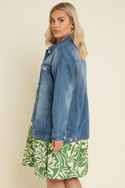 Evans YOURS Curve Blue Washed Oversized Denim Jacket