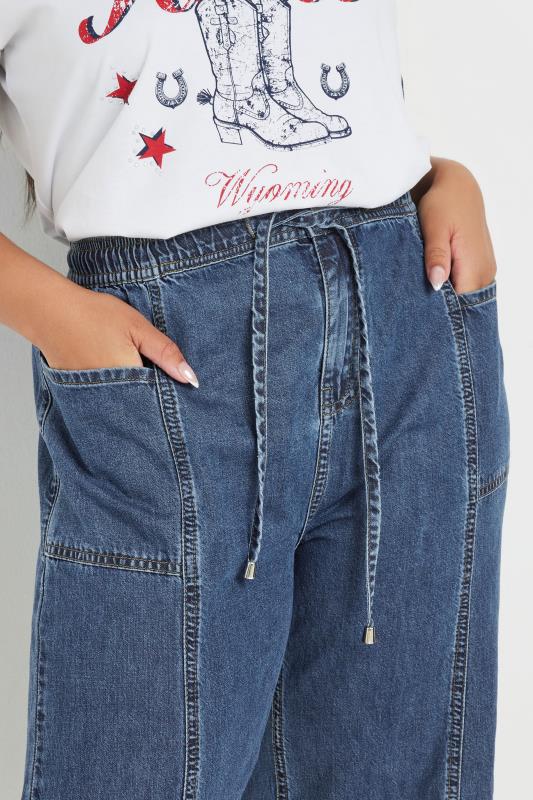 Evans YOURS Curve Blue Wide Leg Cropped Denim Jeans