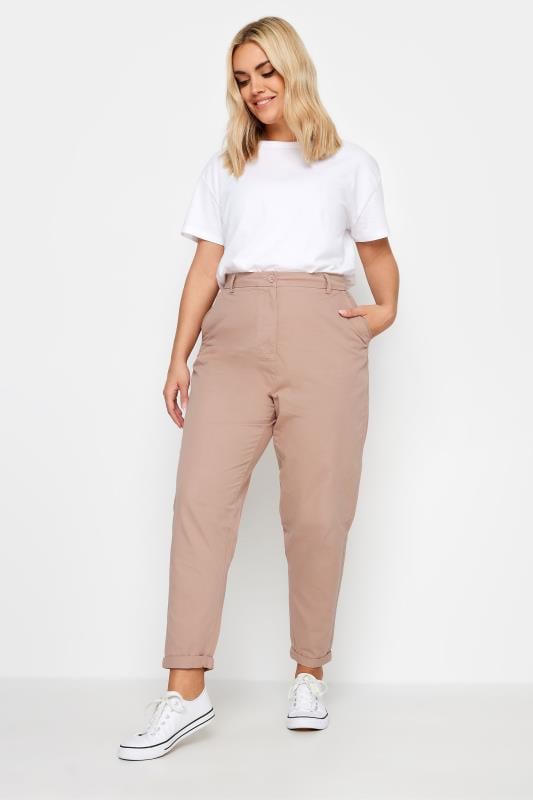 Evans YOURS Curve Blush Pink Straight Leg Chino Trousers
