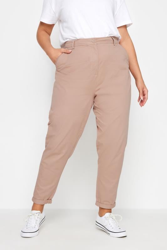 evans YOURS Curve Blush Pink Straight Leg Chino Trousers