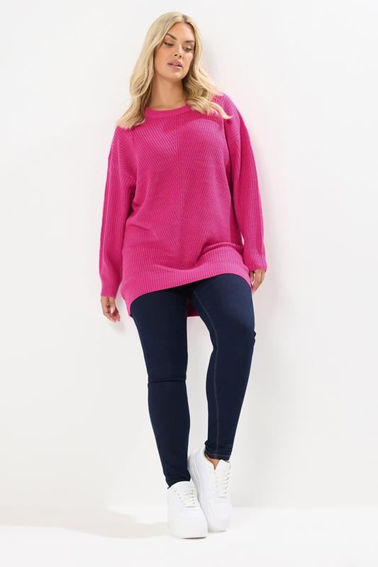 Evans YOURS Curve Bright Pink Essential Knitted Jumper