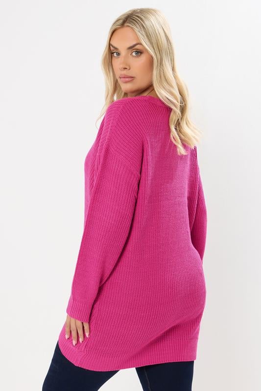Evans YOURS Curve Bright Pink Essential Knitted Jumper