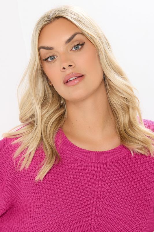 Evans YOURS Curve Bright Pink Essential Knitted Jumper