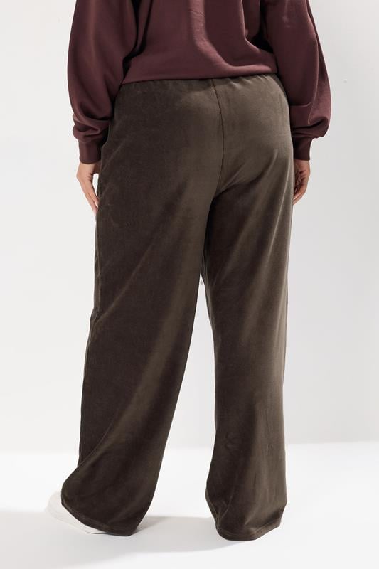 Evans YOURS Curve Brown Cord Drawstring Wide Leg Trousers