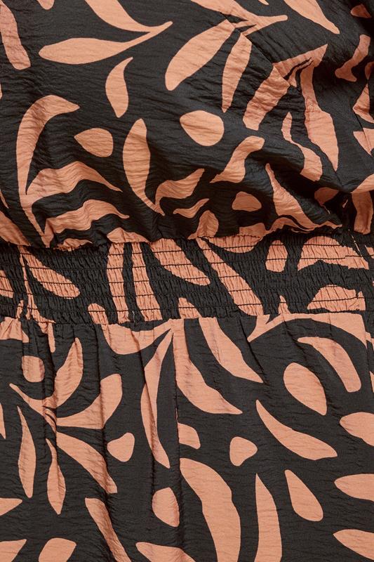 Evans YOURS Curve Brown Leaf Notch Neck Midaxi Dress