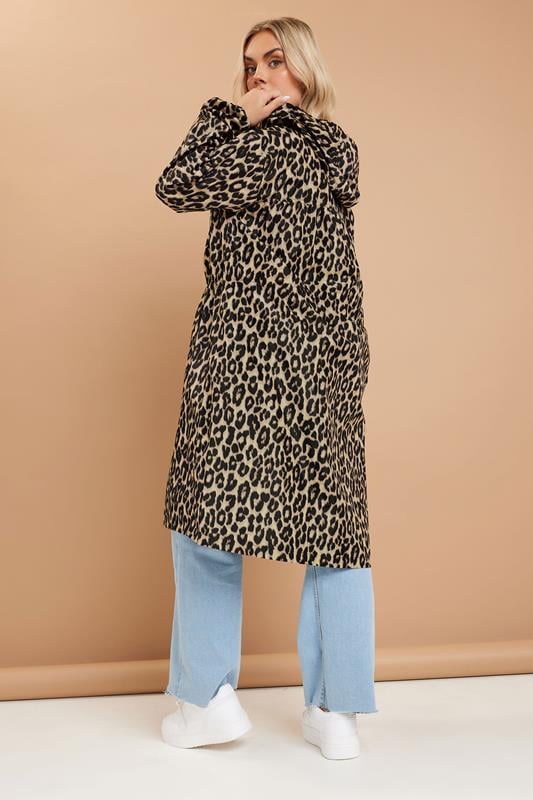 Evans YOURS Curve Brown Leopard Print Longline Parka Jacket