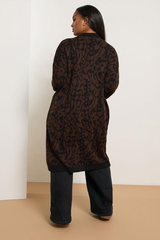 Evans YOURS Curve Brown Leopard Print Midi Cardigan