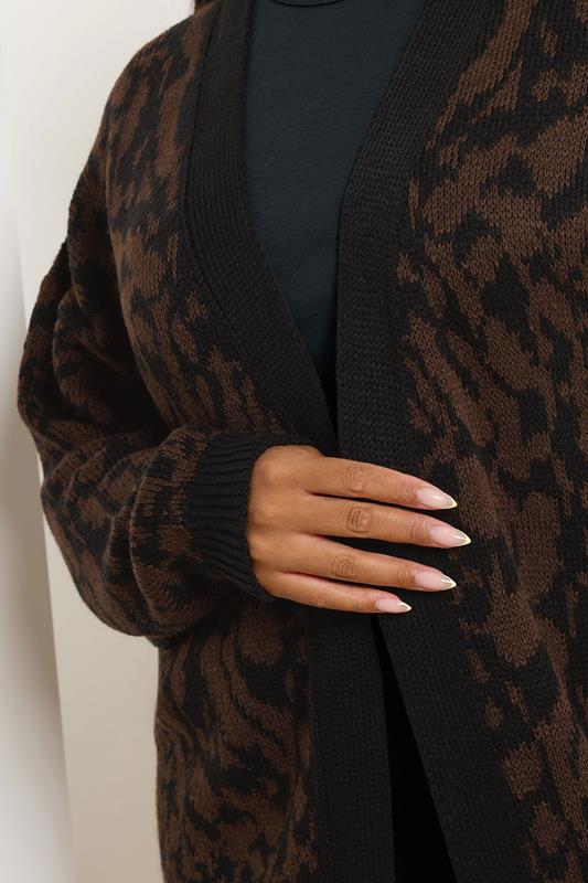 Evans YOURS Curve Brown Leopard Print Midi Cardigan