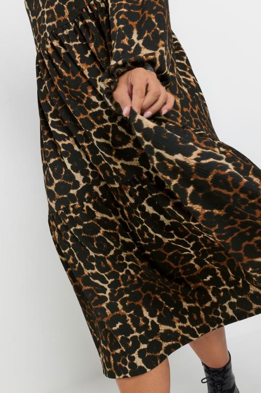 Evans YOURS Curve Brown Leopard Print Textured Midaxi Dress