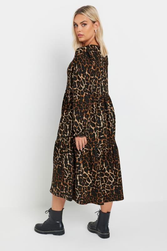 Evans YOURS Curve Brown Leopard Print Textured Midaxi Dress