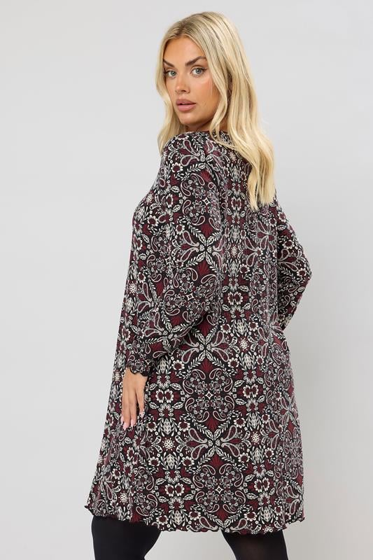 Evans YOURS Curve Brown Paisley Print Ribbed Tunic Top