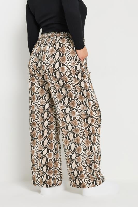 Evans YOURS Curve Brown Snake Print Wide Leg Trousers