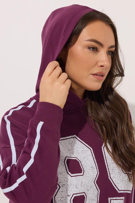 Evans YOURS Curve Burgundy Red '89' Side Stripe Hoodie