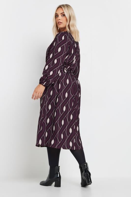 Evans YOURS Curve Burgundy Red Abstract Print Midi Dress
