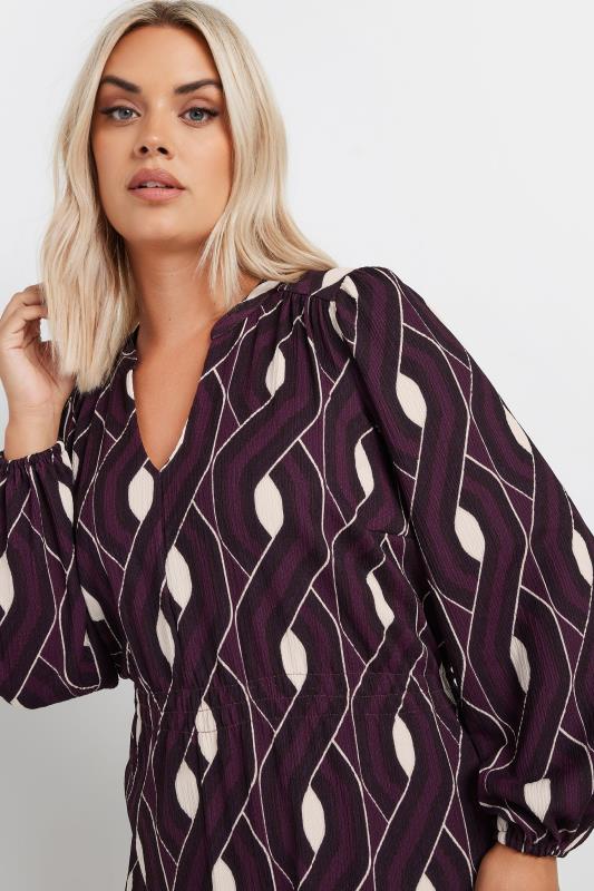 Evans YOURS Curve Burgundy Red Abstract Print Midi Dress