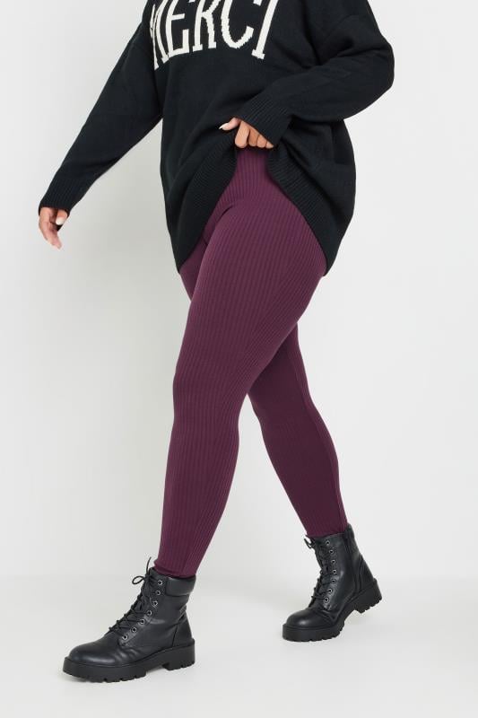 evans YOURS Curve Burgundy Red High Waisted Leggings