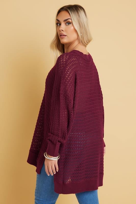 Evans YOURS Curve Burgundy Red Knitted Side Split Jumper