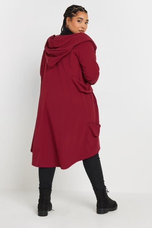 Evans YOURS Curve Burgundy Red Longline Hooded Jacket