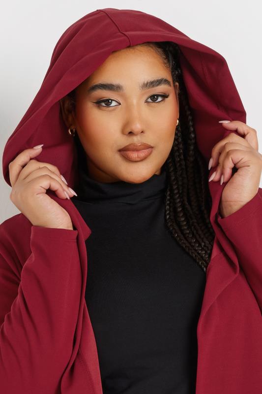 Evans YOURS Curve Burgundy Red Longline Hooded Jacket