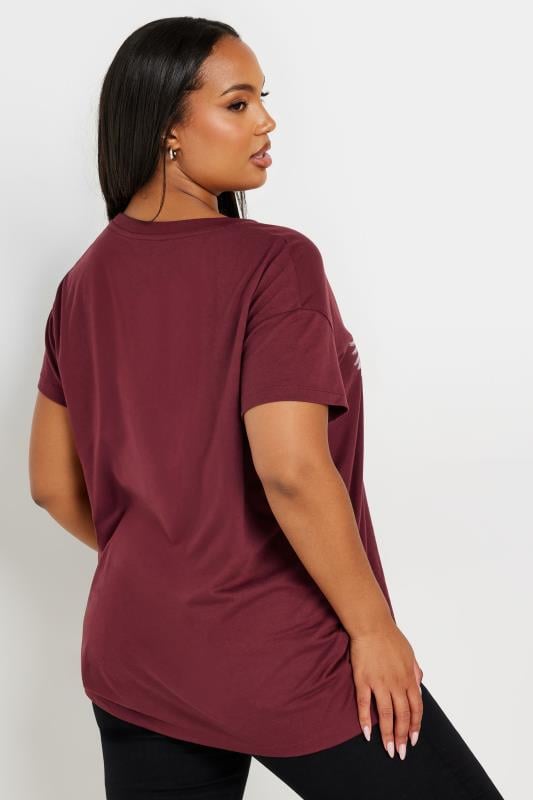 Evans YOURS Curve Burgundy Red 'Lover' Slogan T-Shirt