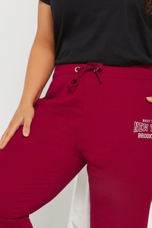 Evans YOURS Curve Burgundy Red 'New York' Straight Leg Joggers
