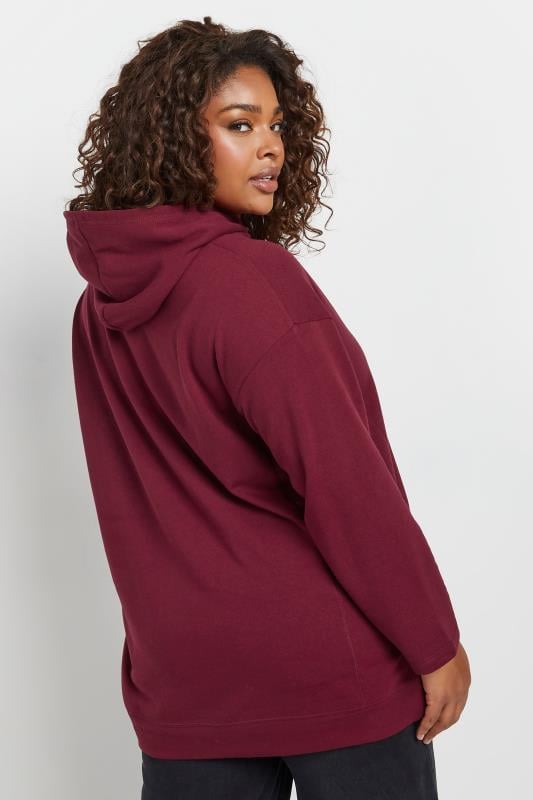 Evans YOURS Curve Burgundy Red Oversized Long Sleeve Hoodie