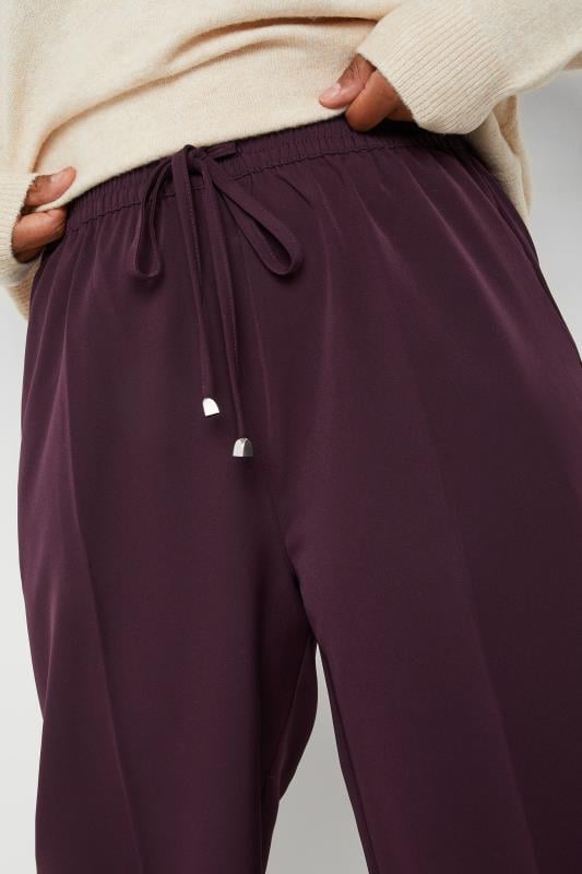 Evans YOURS Curve Burgundy Red Pull On Wide Leg Trousers