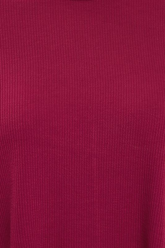 Evans YOURS Curve Burgundy Red Ribbed Swing T-Shirt
