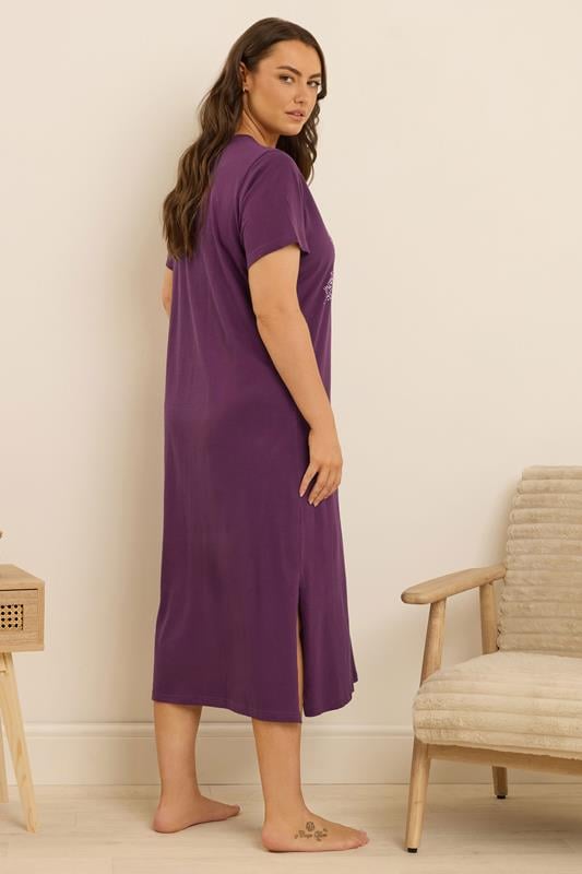 Evans YOURS Curve Burgundy Red 'Starry Night' Midaxi Nightdress