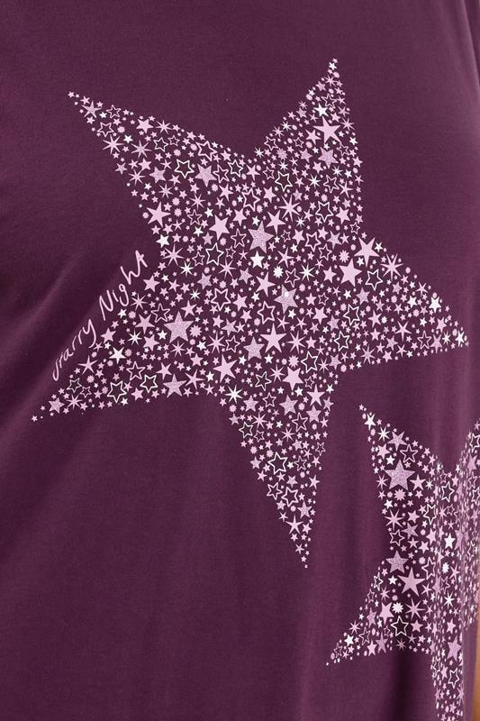 Evans YOURS Curve Burgundy Red 'Starry Night' Midaxi Nightdress