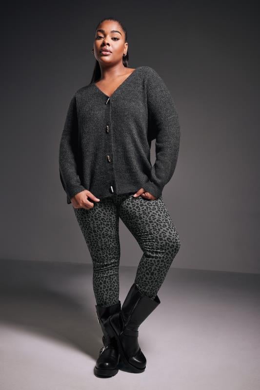 Evans YOURS Curve Charcoal Grey Button Through Cardigan