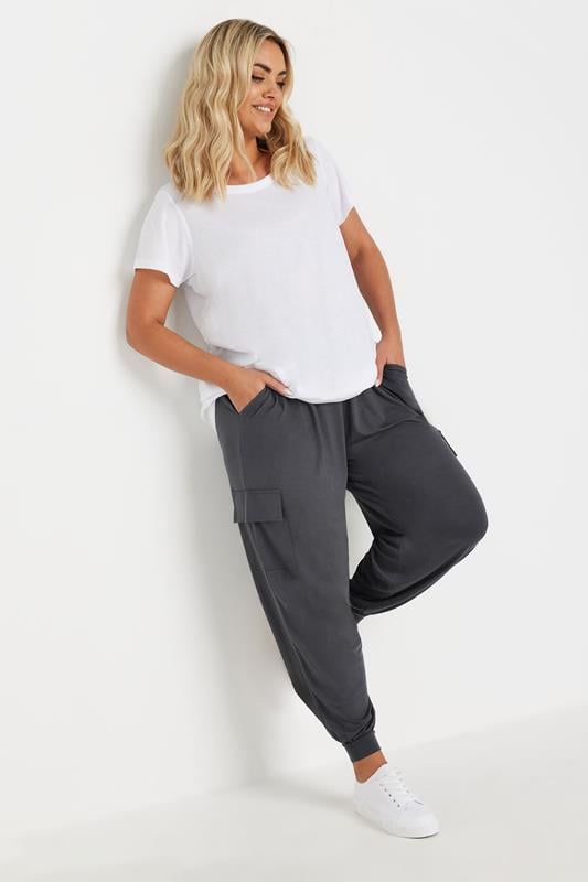 Evans YOURS Curve Charcoal Grey Cargo Harem Joggers
