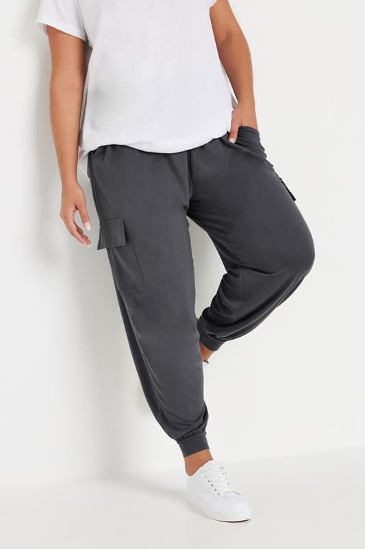 evans YOURS Curve Charcoal Grey Cargo Harem Joggers